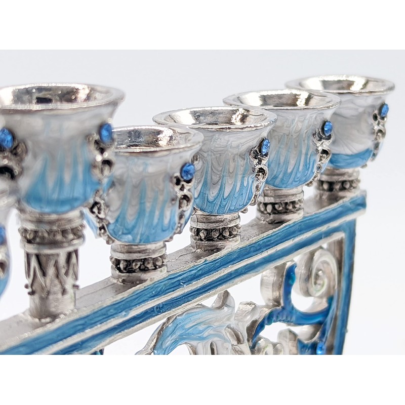 The Dreidel Company Hanukkah Menorah Enamel Star, Enameled Metal Menorah