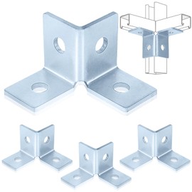 Shimeyao 4 Pcs 4 Hole Double Corner Channel Wing Fitting, Galvanized Steel Wing Shape 90 Degree Fitting Bracket Fit for 1/2" Bolt in 1-5/8" Strut Channel