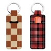 FREEBLOSS 2Pcs Chapstick Holder Keychain Grid Pattern Lip Balm Keychain