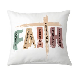 EVER-GOING TUNE Faith Bible Verses Pillow Cover 18x18 Inches, Motivational Bible Verse God Gifts，Christian Cross Religious Decor Pillowcase, Inspirational Scripture Gift for Home & Bedroom Decor.