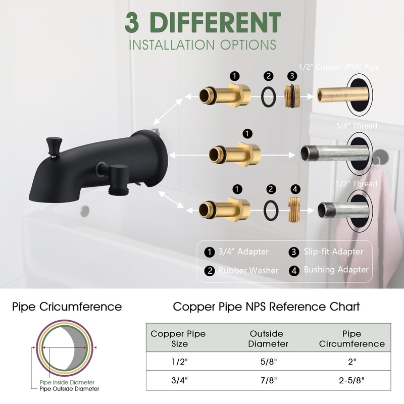 All Metal Tub Spout with Diverter for Hand Held Shower,
