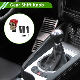 HOPESPANNER 8.1cm Skull Shift Knob Universal Gear Shifter Knob Resin Stick Shifter Lever Knob for Automatic and Manual Vehicle with 3 Adapter Red 1 Set