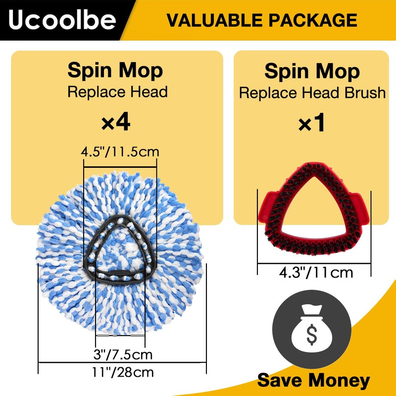 Ucoolbe Spin Mop Replacement Heads for O Cedar RinseClean 2-Tank