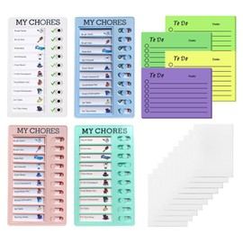4 Pieces To Do List Children's Weekly Planner Children with 200 Sticky Notes, 10 Blank Cards Task Planner Morning Evening Planning Aid for Children Adults Schedule Learning Planning