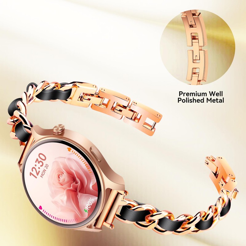 LYSANDRA Slim Gold Bands Adjustable Metal Chain Bracelet Strap Compatible