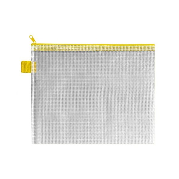 INDX Zip Pouch Reinforced Mesh-weave PVC Clear with Coloured Seal