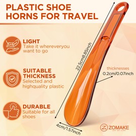 ZOMAKE Calzador de plástico para botas de zapatos de 22 cm de largo para hombre mujer senior. Calzadores para viajar en casa amarillo