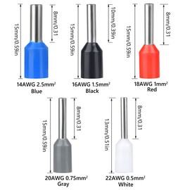 500 Pieces Wire Ferrules Terminals Kit 14 AWG Insulated Cord Pin End Terminal Wire Connectors, Blue