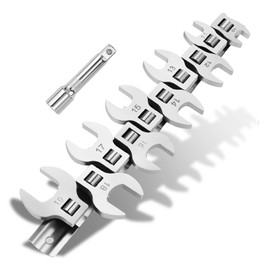 YICH 11-Piece Metric Crowfoot Wrench Torque Set 3/8" Torque Open-End Wrench Set 10-19mm Crowfoot Wrench Set with Clip On Organizer