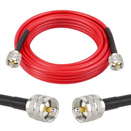 MOOKEERF CB Coax Cable - 15FT RG58 PL-259 UHF Male to Male Low Loss CB Antenna Cable for CB Radio, Ham Radio, Antenna Analyzer, SWR Meter (Red)