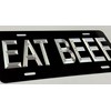 Silver Engraved Eat Beef Black Car Tag Diamond Etched Metal