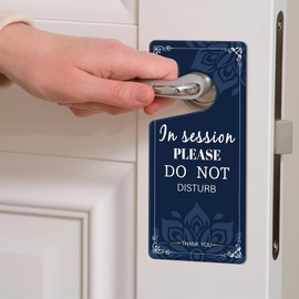 2 Pack In Session Door Sign for Therapists Please Do Not Disturb Sign for Therapy Treatment Double Sided PVC Welcome Please Knock Plaque 9"x4"