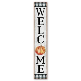 My Word! Welcome Black & White Pumpkin Porch Board Sign