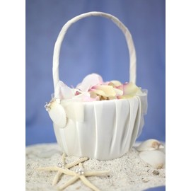 Rhinestone Shell Hawaiian Beach Wedding Flowergirl Basket