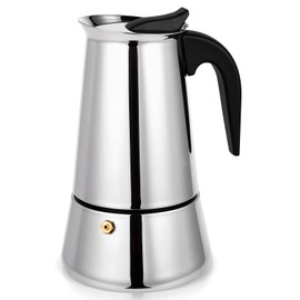 Suiitat Moka Pot, 9 Cups Stovetop Espresso Maker, 304 Stainless Steel Moka Pot, Italian and Cuban Coffee Maker, Suitable for Induction Cooktop, Silver