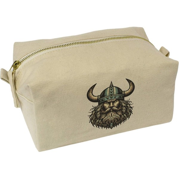 'Viking Warrior Head' Canvas Wash Bag/Makeup Case (CS00039730)