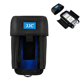 JJC H4n Protective Carrying Storage Pouch Case Bag for Zoom H4n Pro All Black & Tascam DR-40 Handy Portable Recorder replaces Zoom PCH-4n Case, with Clear Visible Front Face Cover Protector