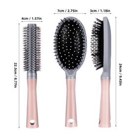 Baluue 2pcs Round Hair Brushes for Curly Hair Ergonomic Detangling Comb Material for Styling and Blow Drying Comfortable Grip