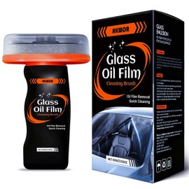 Glass Oil Film Remover for Car Windshield and Windows & Rearview Mirror, Car Glass Cleaner Remove Grease, Water Spots & Road Grime, Streak-Free Improves Driving Visibility(Cleaning Board + Emulsion)