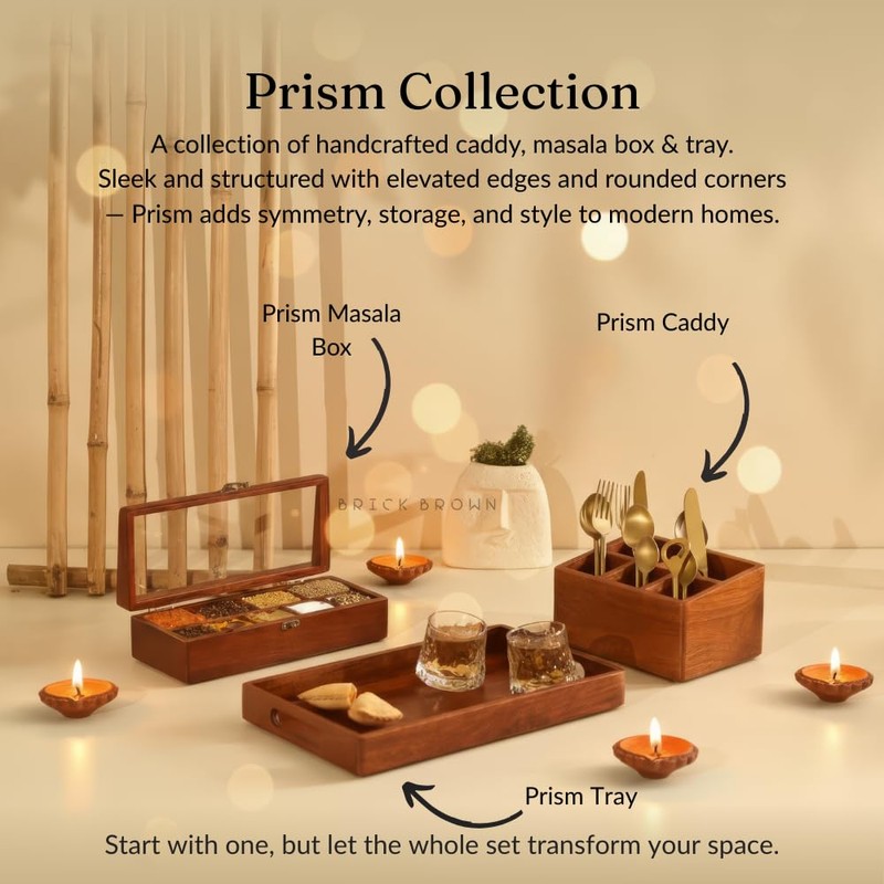 Brick Brown Premium Handcrafted Wooden Spoon stand for kitchen |