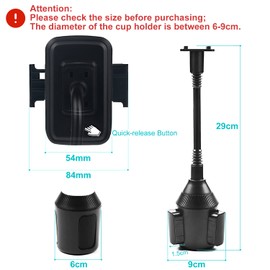 DBREAKS Universal Handyhalterung für Getränkehalter Dosenhalter Handy für Auto Cup Mount für Smartphones bis zum 8.4CM Schwarz
