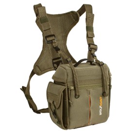 Binoculars Harness Chest Pack Magnetic Closure - Bino Bag with Range Finder Pouch, Binoculars Case Adjustable Straps, 3 Use Modes, Comfortable & Accessible for All Adventures (Olive, M)