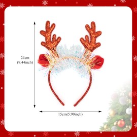 CHEERYMAGIC Christmas Reindeer Antlers Headband Sequins Christmas Headbands Cute Xmas Hair Hoops with Ears Christmas Head Hat Toppers Costume Headwear for Xmas Holiday Party Decoration A7CSLJFG