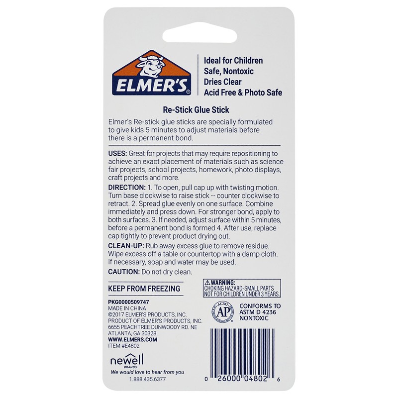 Elmer’s Re-Stick School Glue Sticks, 0.28-Ounces, 2 Count