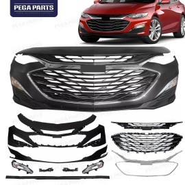 Para Chevy Malibu 2019-2024 parachoques delantero superior e inferior parrillas cenefa luces antiniebla