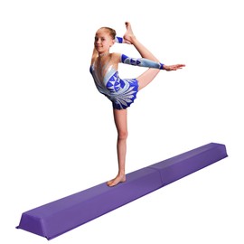 LEMY 6FT Folding Balance Beam, Anti-Slip Foam Walking Beams, Portable Gymnastics Training Floor Beam for Kids, Adults, Home Gym, Purple