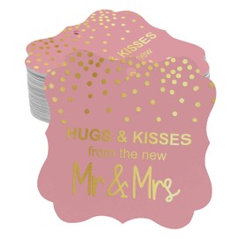 Inkdotpot Real Gold Foil Bracket Shape Paper Hang Tags Hugs & Kisses From The New Wedding Favor Tags Pack Of 100