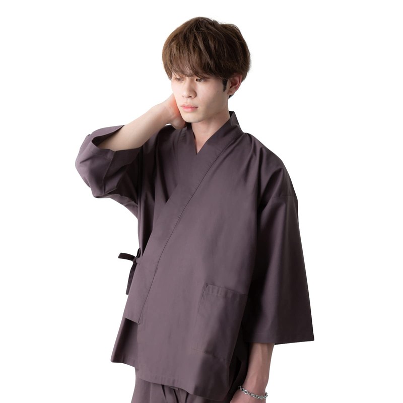Kyoto Kimonomachi Men's Samue, Work Clothes, Black, Brown, Blue, Red,