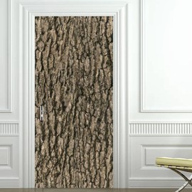 3D Seamless Bark Tree Texture Door Decal Sticker Poster Self-Adhesive Removable Mural Wallpaper Peel & Stick for Bedroom Home Decor 30.3"x78.7"