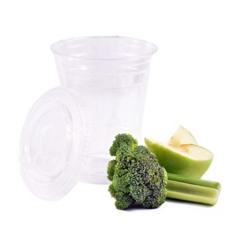 [1000 SETS] Plastic Disposable Cups with Lids - Premium 12 oz (ounces) Crystal Clear PET for Cold Drinks Iced Coffee Tea Juices Smoothies Slush Soda Cocktails Beer Kids Safe (12oz Cups + Flat Lids)