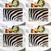 Batmerry Zebra Animal Black Linen Placemats Set of 8, Black