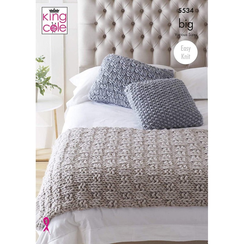 King Cole 5534 Knitting Pattern Easy Knit Bed Runner and