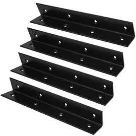OTTFF 4 Pack 10" Widen Corner Brace, Black L Bracket for Wood, Carbon Steel, 1/8" Thick