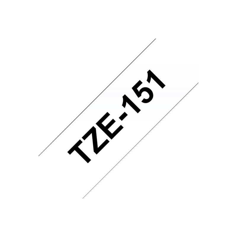 Brother TZe-151 Labelling Tape Cassette, Black on Clear, 24 mm