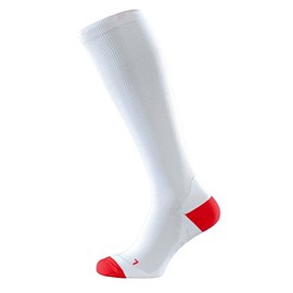 ALBERT KREUZ unisex athletic running socks – compression sports knee high socks for women and men, white with red EU 48-50 / UK 12.5-14