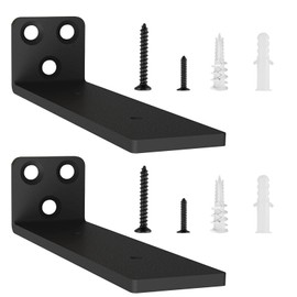 2 Pack Floating Shelf Brackets 6in, Heavy Duty Wall Mounted Shelf Brackets, L-Shaped Metal Shelf Support for Floating Shelves | Home Storage (Black)