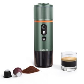 COTGCO Portable Espresso Coffee Machine: 12V Electric Travel Expresso Maker - Self Heating 8 Cups Battery Powered Compatible for Nespresso Capsule - for Camping Travel RV Hiking (Forest Green)