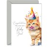New Baby Girl Card for Parents - Party Cat Kitten