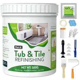 17oz White Tub and Tile Paint, Tub and Tile Refinishing Kit with 8 Tools, Semi-Gloss Bathtub Paint for Bathroom, 25-30sq.ft, Low Odor Bathtub Refinishing Kit for Fiberglass, Sink, Kitchen, Shower