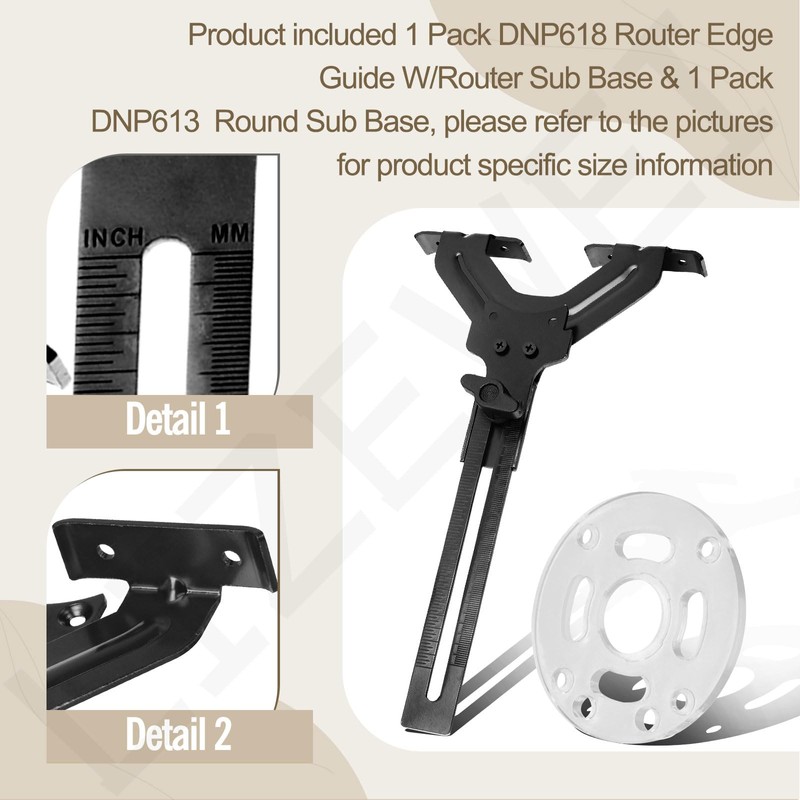 Router Edge Guide W/Router Sub Base for DE-WALT Fixed Base