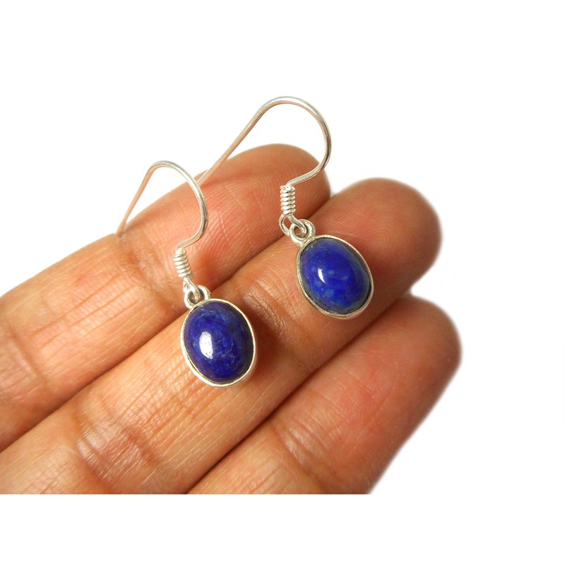 Art Gecko Blue Oval LAPIS LAZULI Sterling Silver Gemstone Earrings