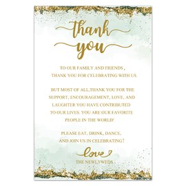 TENTADO 50 Wedding Thank You Place Cards, Thank You Table Sign, Wedding Reception Thank You Cards, Perfect for Table Centerpieces and Wedding Decorations, 4X6 inch.