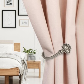 Sumnacon Set of 2 Decorative Curtain Holdbacks,Elegent Wall Mounted Aluminum Alloy Window Drapery Tiebacks for Bedroom, Livingroom Office Come with Screws, Grey