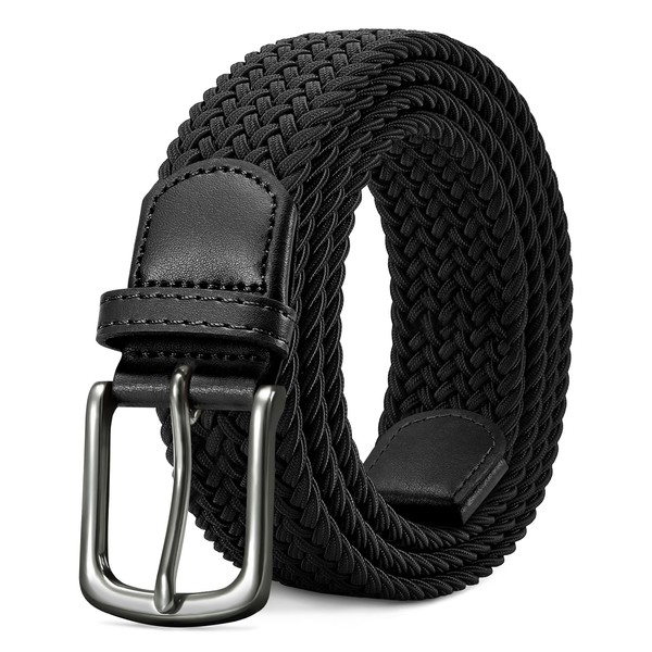 LAKIDAY Braided Fabric Belt Elastic Stretch Belt for Men and