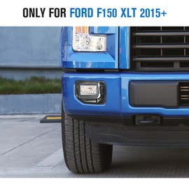 JeCar Front Fog Light Cover Fog Lamp Bezel Trim for Ford F150 XLT 2015 2016 2017, Carbon Fiber Look