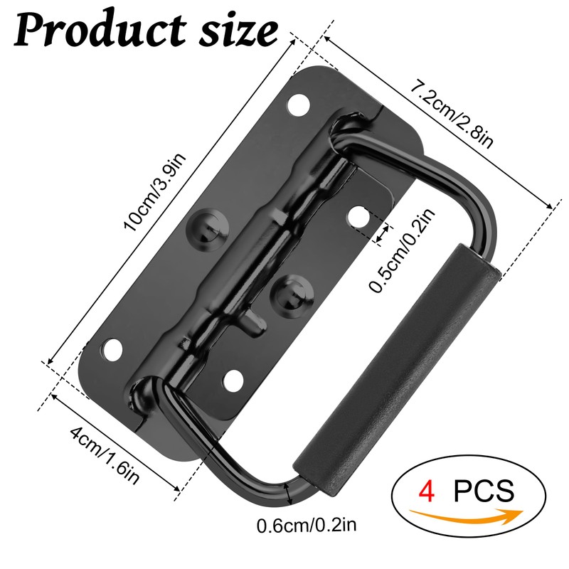 Niboken Folding Handle Carry Handle, Hardware Boxes Handle, 100 mm